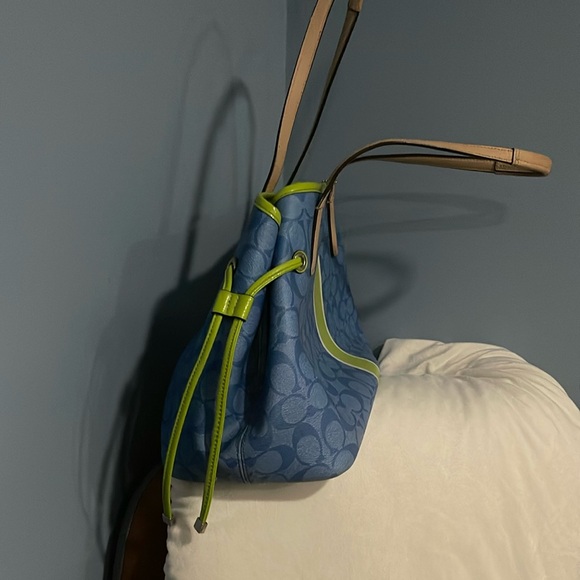 Coach Blue and Green Satchel - Picture 3 of 9